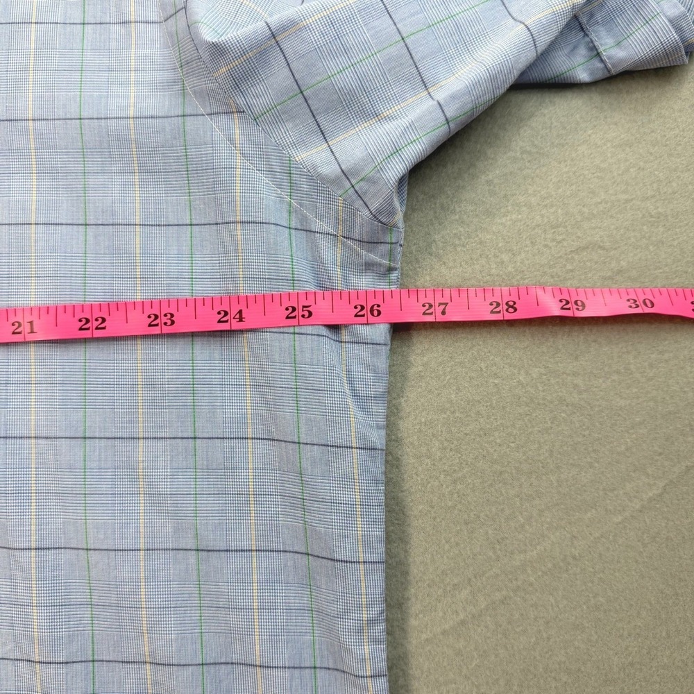 Ralph Lauren Blue Button Down 17.5 XL Plaid Yarmouth Short Sleeve Officewear - Picture 5 of 6